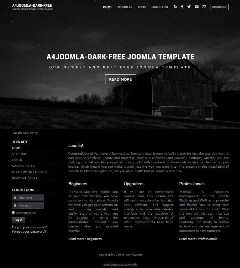 Best free dark joomla template